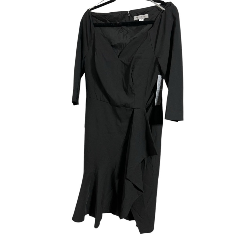 Kay Unger Izzy Midi Dress asymmetrical hem, Black - Picture 4 of 6